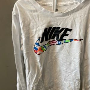 Nike Shirt T-Shirt Top Tee Long Sleeve Little Boy Size 6 White